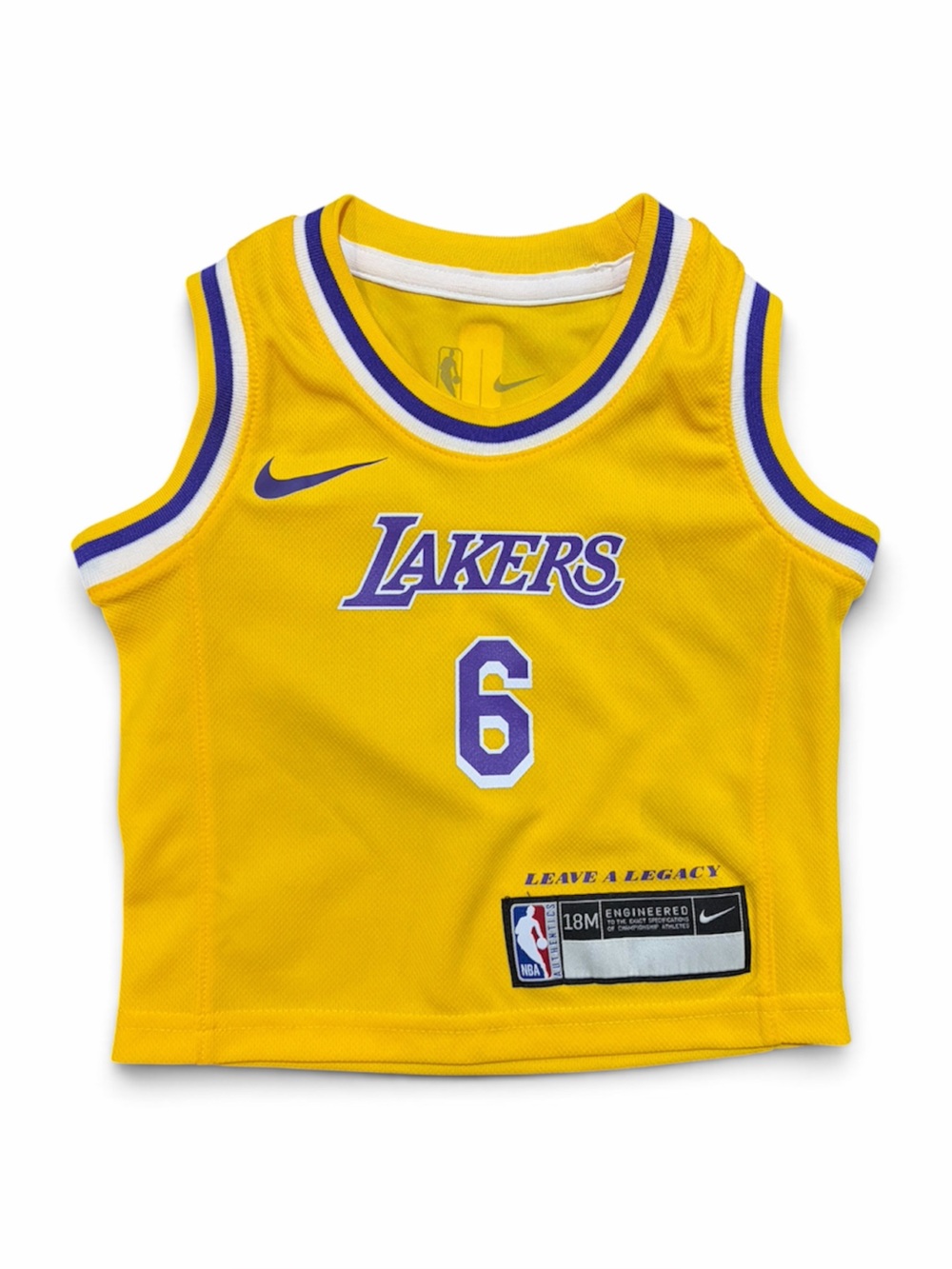 Nike Yellow Lakers Kids Basketball Jersey with Purple Trim